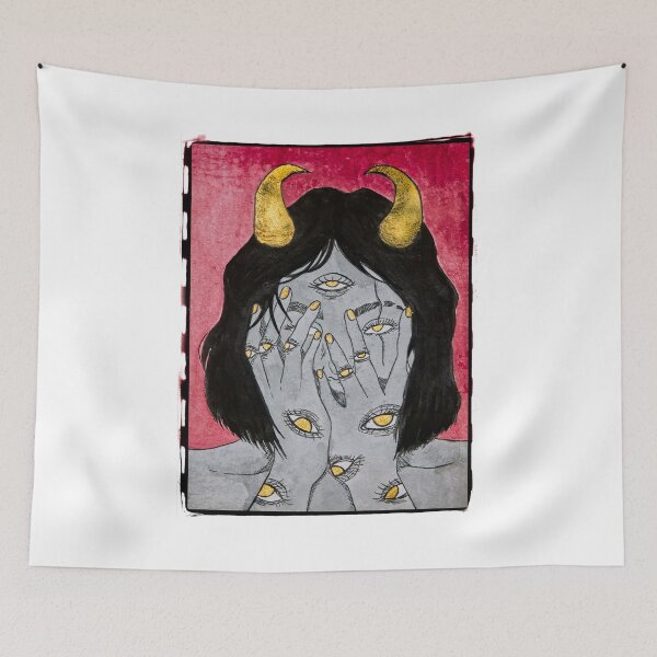 Item preview, All Seeing Eye Possessed Girl Hiding Inside - Original | DEMONSIZED designed and sold by Demonsized.