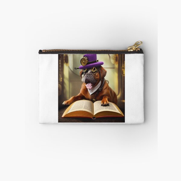 Item preview, Steampunk dog wearing glasses and a hat with a clock and a book designed and sold by RemieJames.