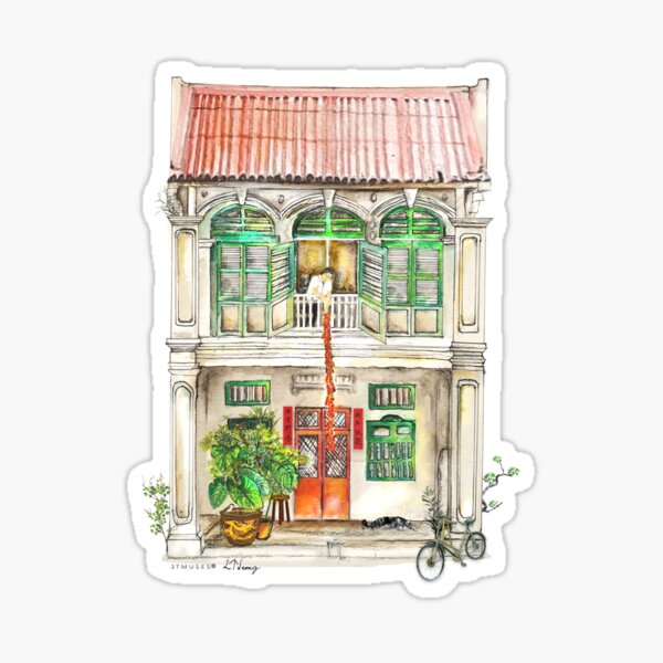 Singapore Commercial Shophouse - A blast from the Past Sticker