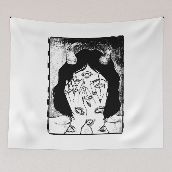 Item preview, All Seeing Eye Possessed Girl Hiding Inside - Pencil Drawing | DEMONSIZED designed and sold by Demonsized.