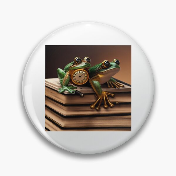 Item preview, Steampunk frogs with a clock sitting on books designed and sold by RemieJames.