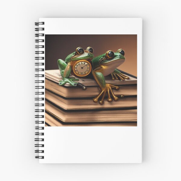 Item preview, Steampunk frogs with a clock sitting on books designed and sold by RemieJames.