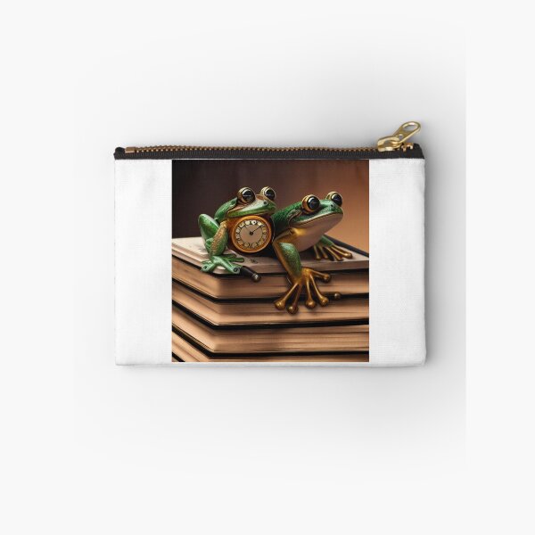 Item preview, Steampunk frogs with a clock sitting on books designed and sold by RemieJames.