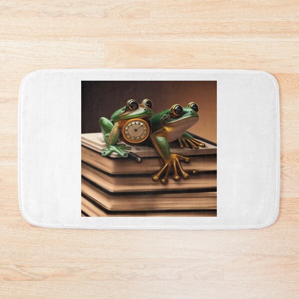 Item preview, Steampunk frogs with a clock sitting on books designed and sold by RemieJames.