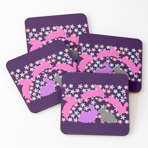 Item preview, rabbits'silhouette with small flowers background designed and sold by MerryCrown.