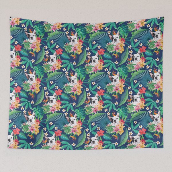 Item preview, Tropical Black White Frenchie French Bulldog designed and sold by lulupetart.