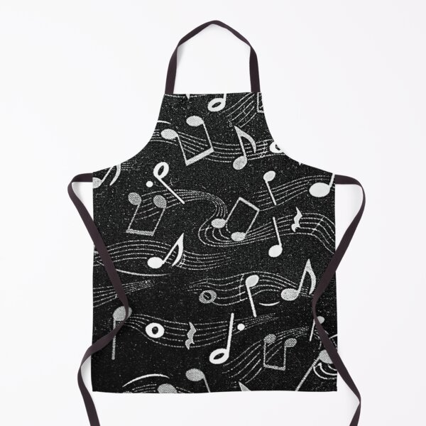 Item preview, Black fabric with white musical notes textile design. designed and sold by claireseyeview.