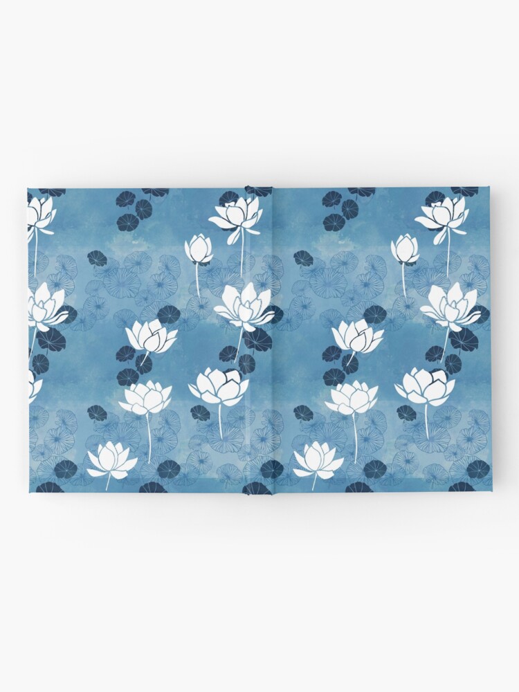 Alternate view of Pure zen waterlily pattern in blue and white Hardcover Journal