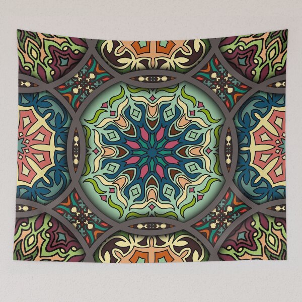 Item preview, Vintage patchwork with floral mandala elements designed and sold by Somberlain.