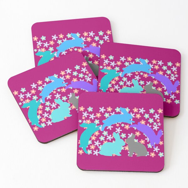 Item preview, rabbits'silhouette with small flowers background designed and sold by MerryCrown.