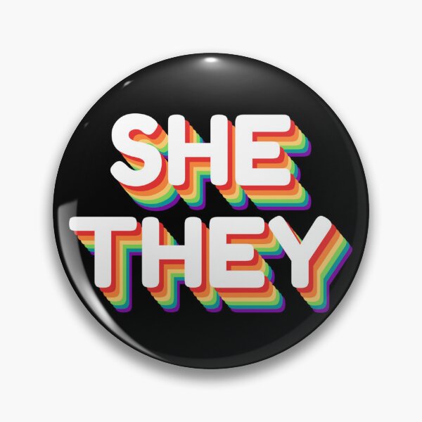 Item preview, Rainbow She/They Pronouns designed and sold by kaleidoink designs.