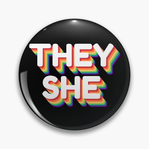 Item preview, Rainbow They/She Pronouns designed and sold by kaleidoink designs.
