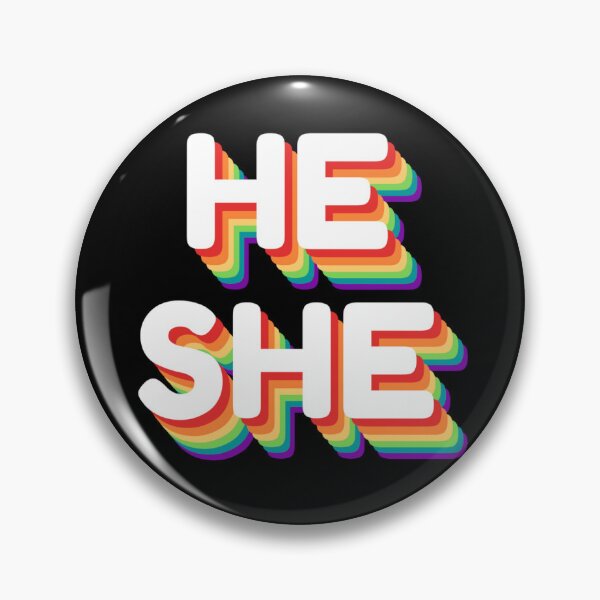 Item preview, He/She Rainbow Pronouns designed and sold by kaleidoink designs.