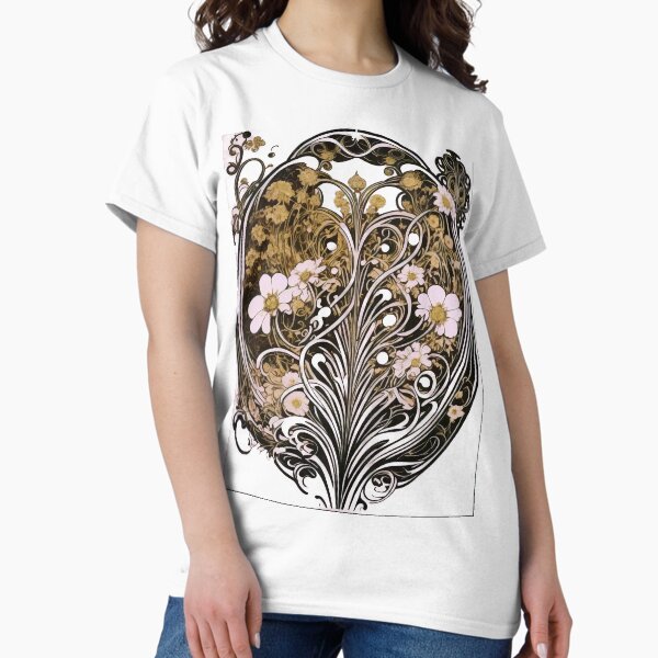 Vista previa del artículo con la obra «Vintage Art Nouveau Alphonse Mucha Naturaleza clásica Estampado de flores», diseñado y vendido por entwithanaxe.