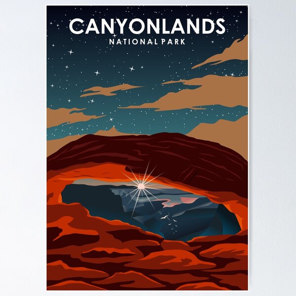 Item preview, Canyonlands National Park Vintage Minimal Retro Travel Poster at Night designed and sold by Stadify.