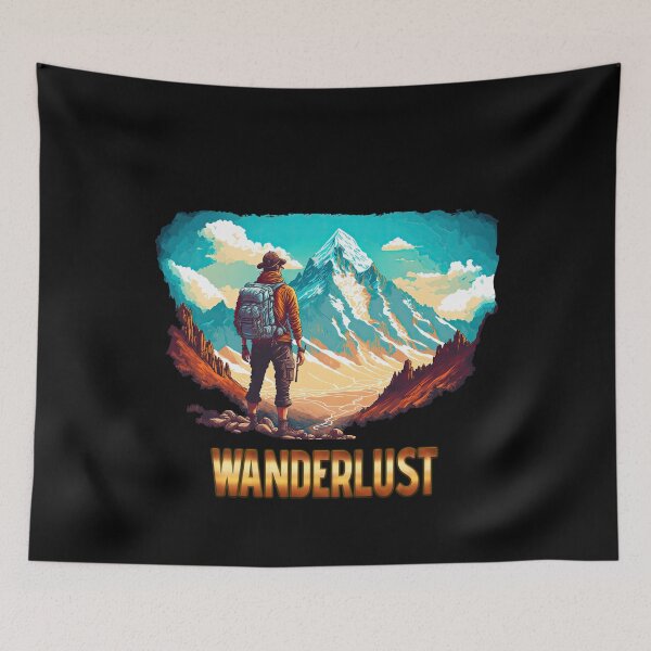 Artikelvorschau, Wanderlust Backpacker Tee with Mountain View for Adventurers entworfen und verkauft von francodelgrando.