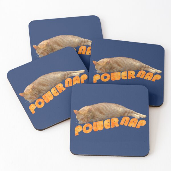 Item preview, orange tabby napping cat with "power nap" words below designed and sold by MerryCrown.