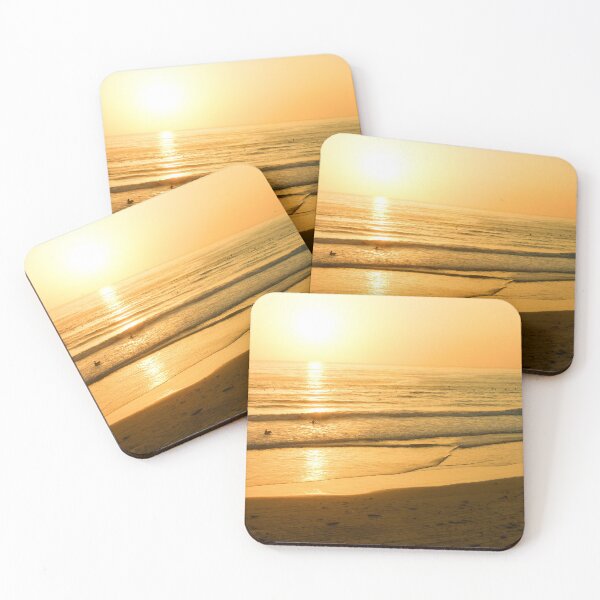 Item preview, Glossy Gold and Surfers - Sunset on the Beach in California  designed and sold by Georgia Mizuleva.