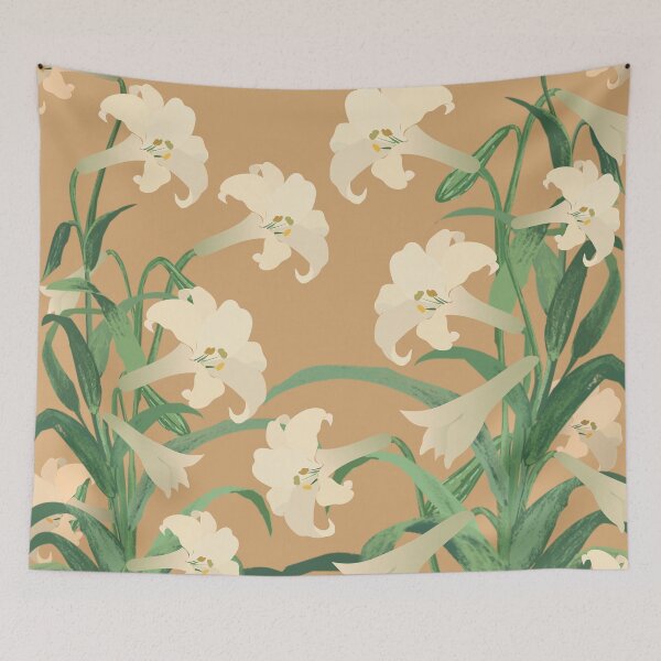 Item preview, White Lily Flower Pattern designed and sold by Print-Designs.