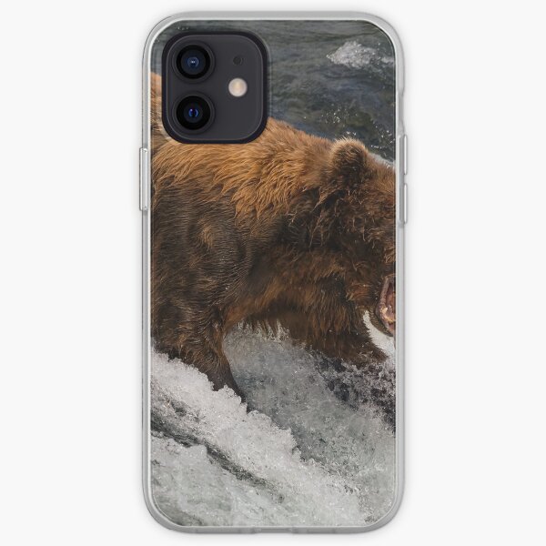 Bear about to catch salmon in mouth iPhone Soft Case