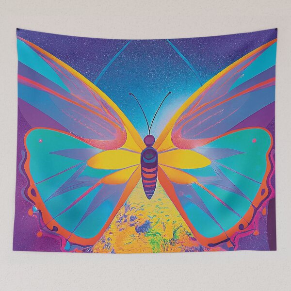 Item preview, a colorful butterfly is flying over a planet designed and sold by DesignAtYO.