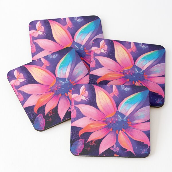 Item preview, a painting of a flower with butterflies flying around it designed and sold by DesignAtYO.