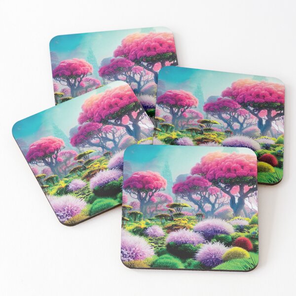 Item preview, a painting of trees and flowers in the middle of a field designed and sold by DesignAtYO.