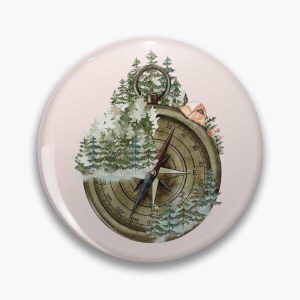 Item preview, Pine Forest Wanderlust Compass designed and sold by Nature Hues.