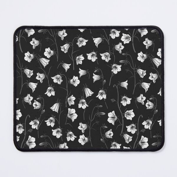 Item preview, Moody Bluebells, Harebells, Bellflowers, monochrome, white, gray, black designed and sold by Katerina Mitkova Kirilova.
