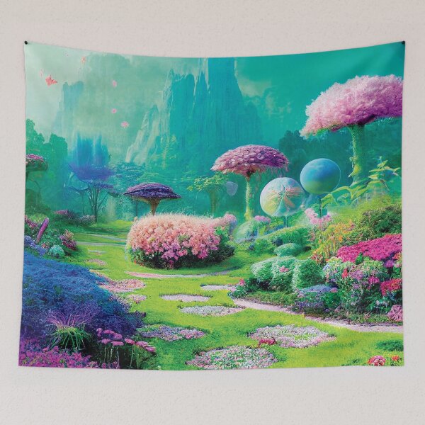 Item preview, a painting of a garden with lots of flowers designed and sold by DesignAtYO.