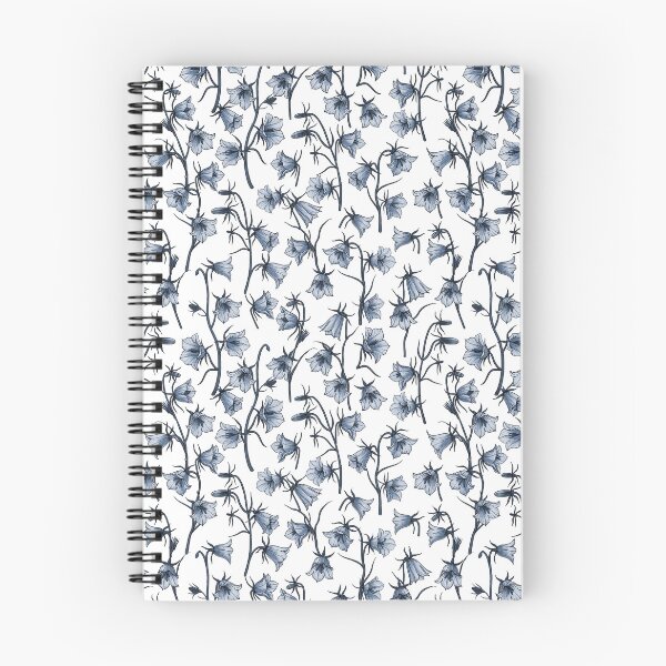 Item preview, Bluebells, Harebells, Bellflowers, monochrome, blue on a white background designed and sold by Katerina Mitkova Kirilova.