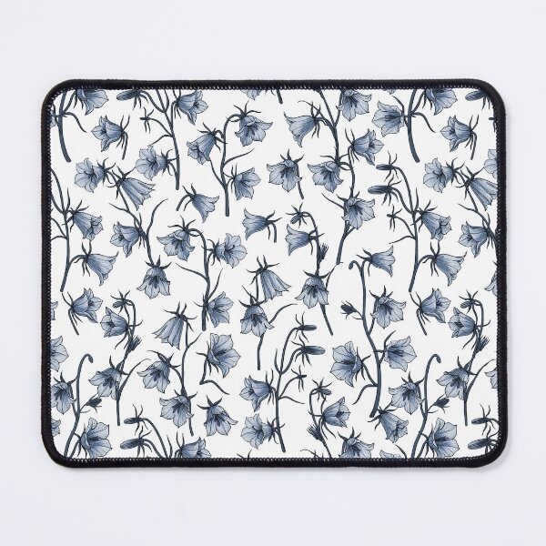 Item preview, Bluebells, Harebells, Bellflowers, monochrome, blue on a white background designed and sold by Katerina Mitkova Kirilova.