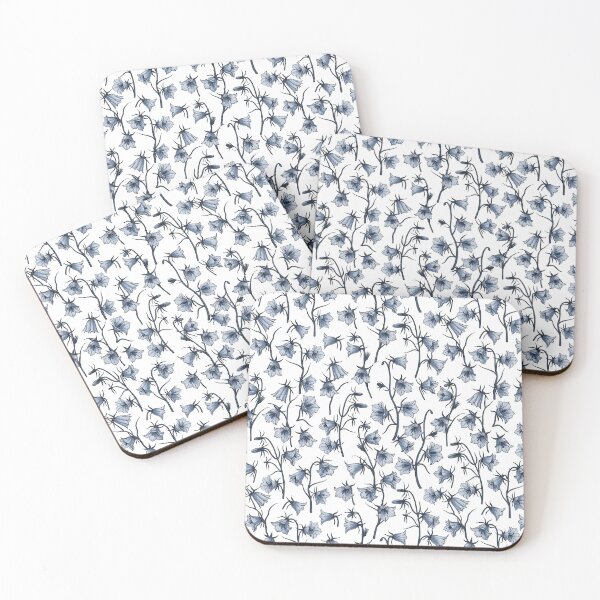 Item preview, Bluebells, Harebells, Bellflowers, monochrome, blue on a white background designed and sold by Katerina Mitkova Kirilova.