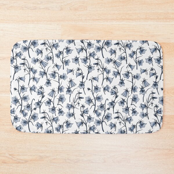 Item preview, Bluebells, Harebells, Bellflowers, monochrome, blue on a white background designed and sold by Katerina Mitkova Kirilova.