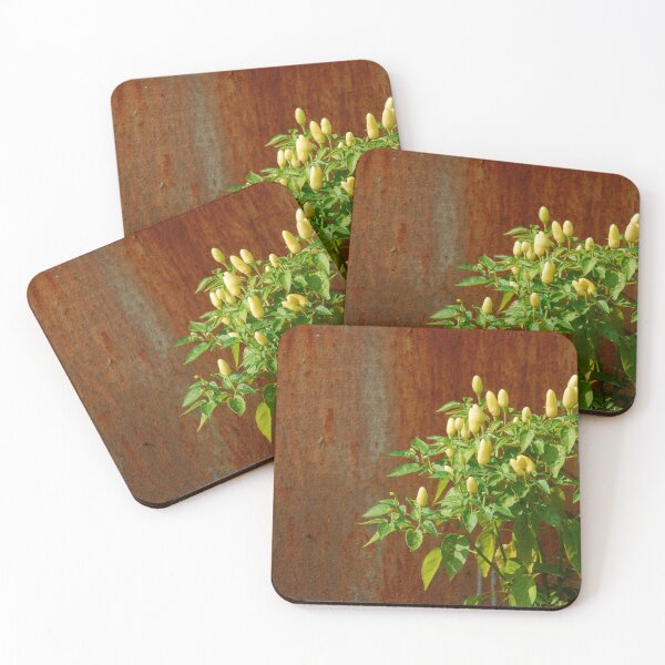 Item preview, Chilli Plants Against Rusted Metal Door  designed and sold by jojobob.
