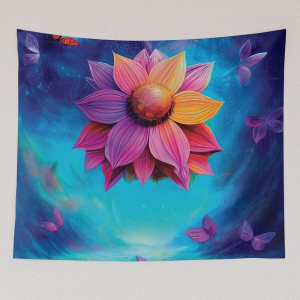 Item preview, a painting of a flower with butterflies flying around designed and sold by DesignAtYO.