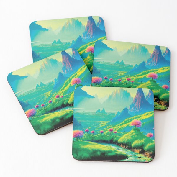 Item preview, a painting of a mountain valley with a stream running through it designed and sold by DesignAtYO.
