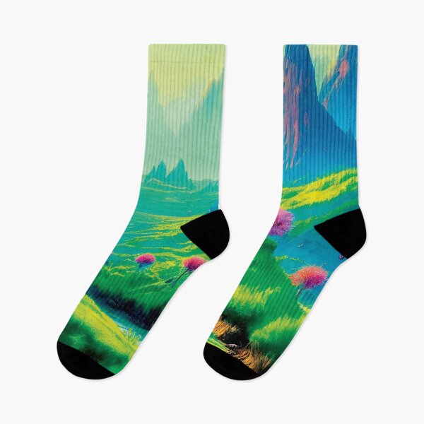 Item preview, a painting of a mountain valley with a stream running through it designed and sold by DesignAtYO.