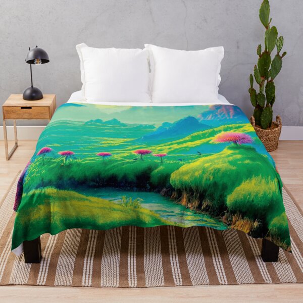 Item preview, a painting of a mountain valley with a stream running through it designed and sold by DesignAtYO.