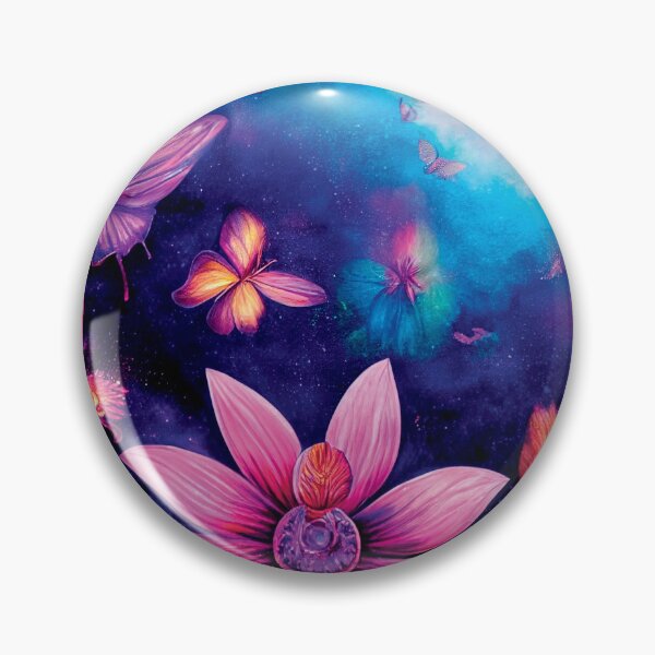Item preview, a painting of pink flowers and butterflies flying in the sky designed and sold by DesignAtYO.