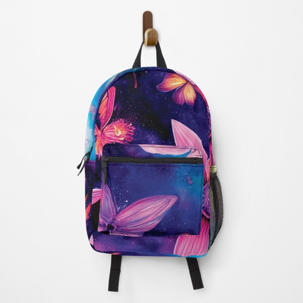 Item preview, a painting of pink flowers and butterflies flying in the sky designed and sold by DesignAtYO.