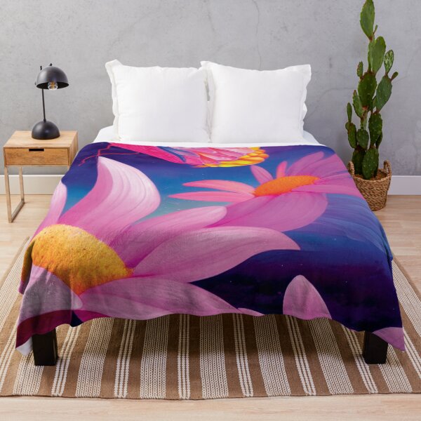 Item preview, a painting of pink flowers and a butterfly designed and sold by DesignAtYO.