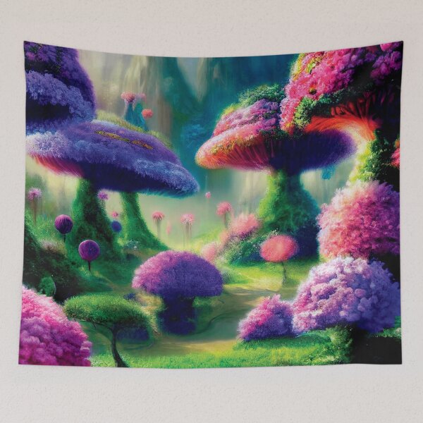 Item preview, a painting of a group of mushrooms in a forest designed and sold by DesignAtYO.