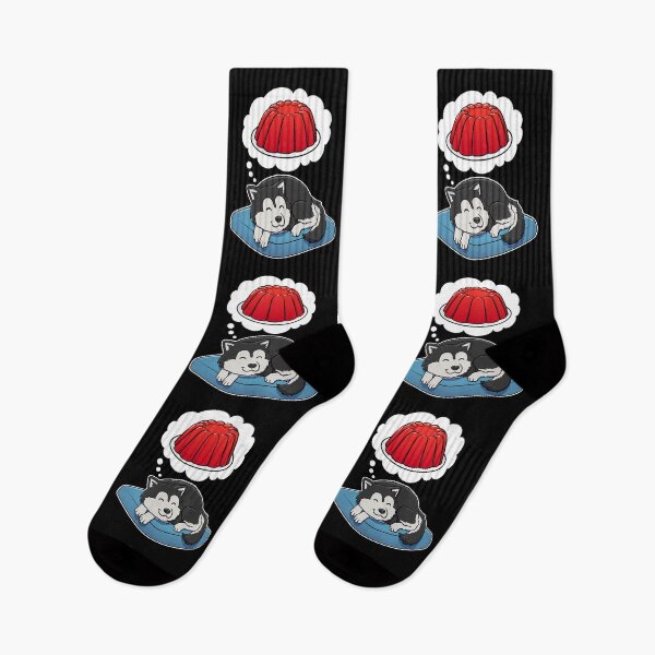 Item preview, Alaskan Malamute dreaming about Red Jello designed and sold by DoggieDelights.