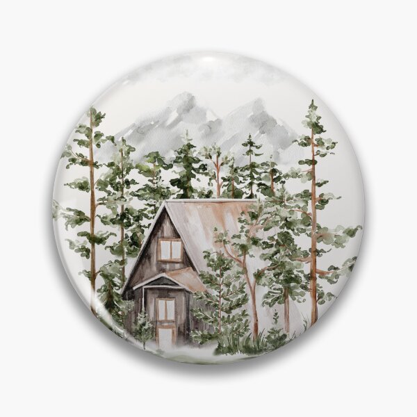 Item preview, Watercolor Cabin in The Evergreen Forest designed and sold by Nature Hues.