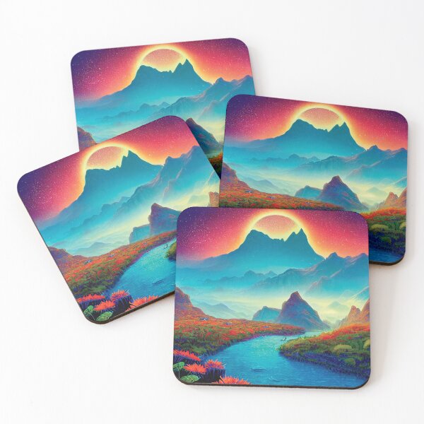 Item preview, a painting of a mountain landscape with a river running through it by David A Hardy designed and sold by DesignAtYO.