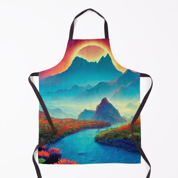 Item preview, a painting of a mountain landscape with a river running through it by David A Hardy designed and sold by DesignAtYO.