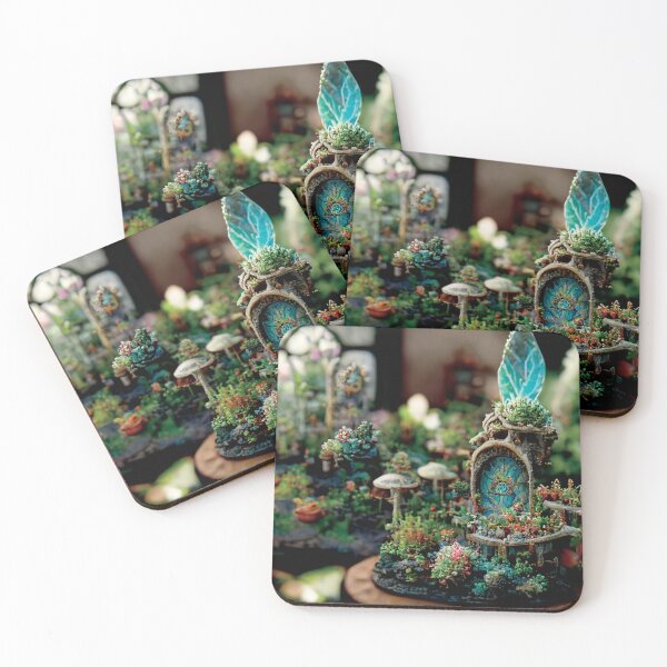 Item preview, a fairy garden with lots of plants and a clock designed and sold by DesignAtYO.