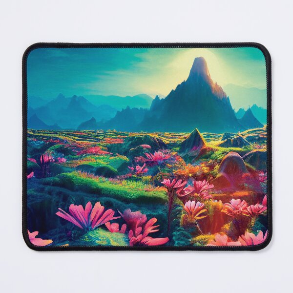 Item preview, a painting of a landscape with mountains and flowers designed and sold by DesignAtYO.