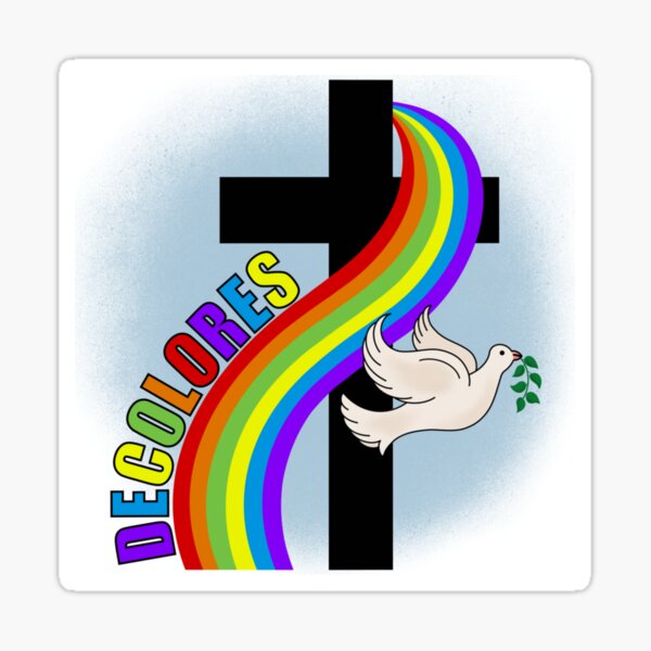 Cursillo Cursillo DeColores Cursillo Rainbow With Cross and Peace Dove (White) Sticker